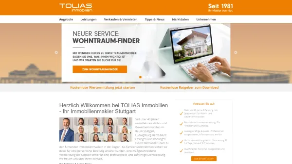 Website Screenshot: TOLIAS Immobilien GmbH - TOLIAS Immobilien GmbH - Immobilienmakler Stuttgart - Date: 2023-06-20 10:42:31