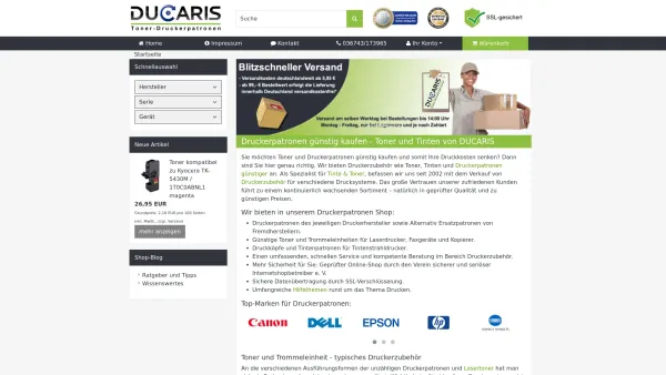 Website Screenshot: DUCARIS Toner, Tinten und Druckerpatronen - Druckerpatronen günstig kaufen - Toner und Druckerzubehör - Date: 2023-06-20 10:40:43