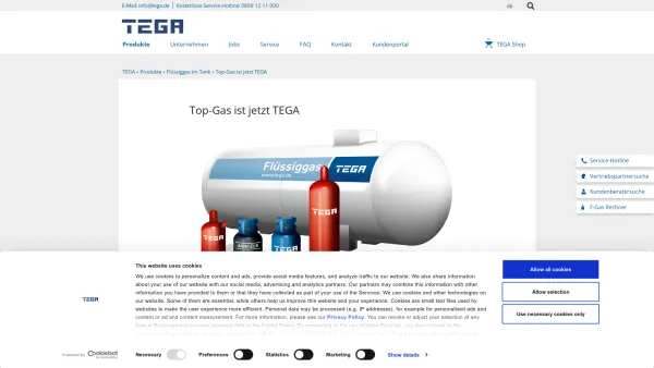 Website Screenshot: Flüssiggas Handel Top Gas GmbH - Top-Gas ist jetzt TEGA - Date: 2023-06-20 10:40:46