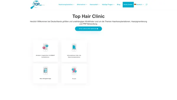 Website Screenshot: Tophairclinic - Haartransplantation Vergleich - Top Hair Clinic | Das Vergleichsportal - Date: 2023-06-20 10:42:31