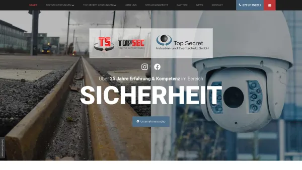 Website Screenshot: Top Secret Industrie und Eventschutz GmbH - Sicherheitsdienst in Ulm | Top Secret Industrie- & Eventschutz - Date: 2023-06-20 10:40:46
