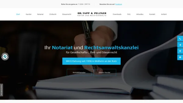 Website Screenshot: Anwaltskanzlei Dr. Tapp & Pelzner - Rechtsanwalt und Notar in Mülheim an der Ruhr - Date: 2023-06-20 10:40:46