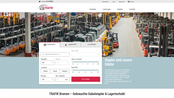 Website Screenshot: TRAFIK BREMEN -  Your partner for used forklifts - TRAFIK Bremen Gebrauchte Gabelstapler & Lagertechnik! - Date: 2023-06-20 10:40:46