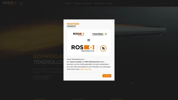 Website Screenshot: TRAPOROL Förderelemente GmbH - ROS RollenTechnik: Hersteller von Tragrollen, Motorrollen und… - Date: 2023-06-20 10:40:46