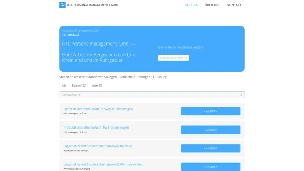Website Screenshot: TREND Personal- und Dienstleistungen Remscheid GmbH -  WIR SIND DABEI! - Jobs - R.H. Personalmanagement GmbH - Date: 2023-06-20 10:40:46