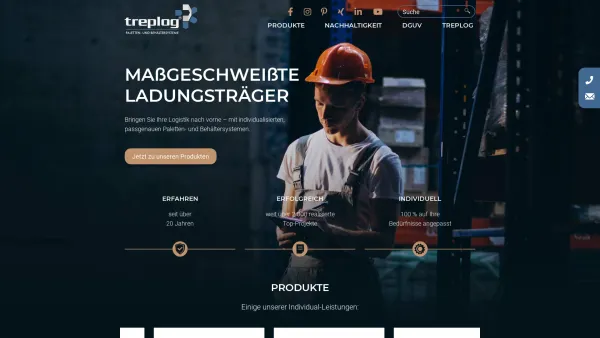 Website Screenshot: treplog GmbH Paletten und Behältersysteme - treplog ▶ 100 % Ladungsträger-Know-How für Ihre Logistik - Date: 2023-06-20 10:40:46