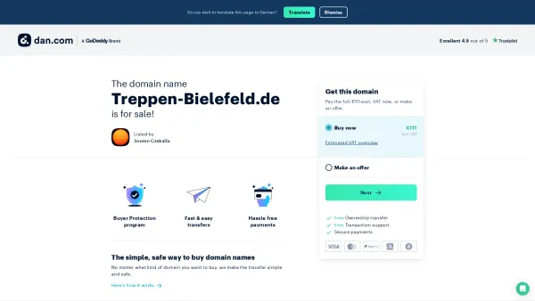 Website Screenshot: HaWo Bergmann GmbH Treppen u. Treppenrenovierung - The domain name Treppen-Bielefeld.de is for sale | Dan.com - Date: 2023-06-20 10:40:46