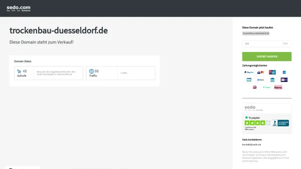 Website Screenshot: Uwe Beck Montagebetrieb und Trockenbau - trockenbau-duesseldorf.de steht zum Verkauf - Sedo GmbH - Date: 2023-06-20 10:40:46