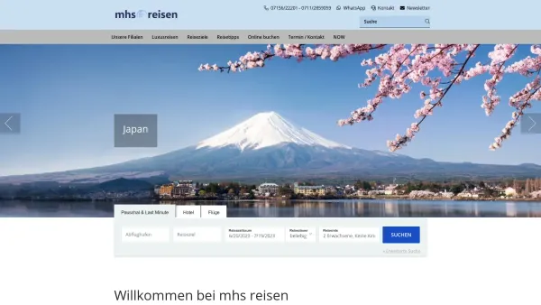 Website Screenshot: Reisebüro Touristikservice GmbH -  Der kleine feine Unterschied - mhs reisen - Date: 2023-06-20 10:40:48