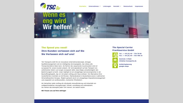 Website Screenshot: The Special Carrier-Frachtservice GmbH - TSC | The Special Carrier Frachtservice - Date: 2023-06-20 10:40:48