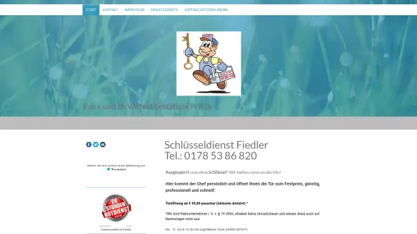 Website Screenshot: schlüsseldienst Fiedler - Schlüsseldienst Türöffnung zum Festpreis - Köln, Leverkusen, Bergisch Gladbach - Date: 2023-06-20 10:40:48
