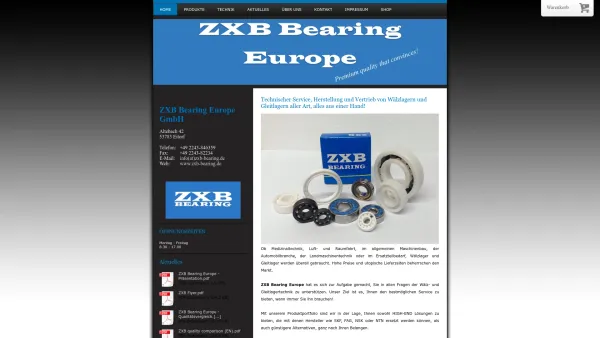 Website Screenshot: ZXB Bearing Europe GmbH - Willkommen bei ZXB Bearing Europe in Eitorf. - Date: 2023-06-20 10:40:49