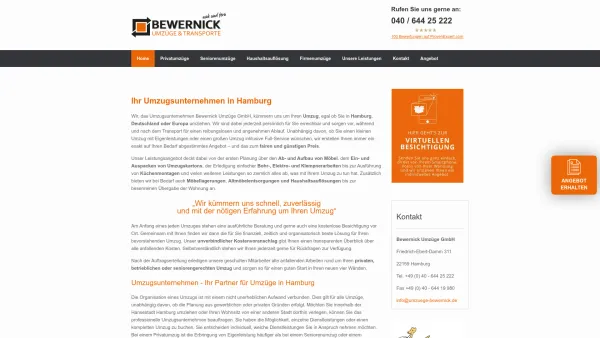 Website Screenshot: Bewernick Umzüge und Transporte e.K. - Umzugsunternehmen Hamburg | BEWERNICK Umzüge - Date: 2023-06-20 10:40:49