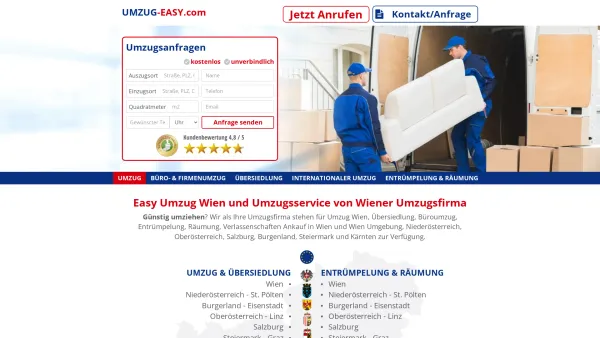 Website Screenshot: Günstige Umzugsfirma für Umzug in Wien - Umzug Wien | Umzugsservice mit Umzug Easy - Date: 2023-06-20 10:42:31