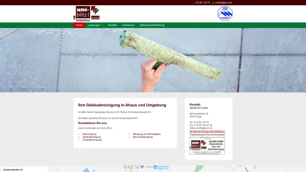 Website Screenshot: uni-blitz Glas und Gebäudereinigung GmbH - Home - Uni-Blitz.de - Date: 2023-06-20 10:40:51