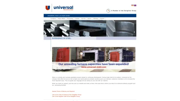 Website Screenshot: UNIVERSAL Eisen und Stahl GmbH -  Stainless Steel Service Center - UNIVERSAL Eisen und Stahl GmbH - Date: 2023-06-20 10:40:51