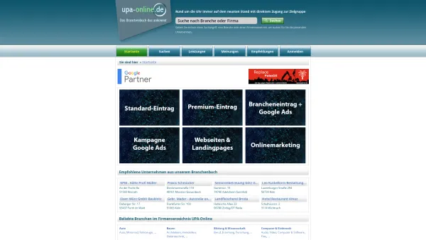 Website Screenshot: UPA-Online.de - UPA-Online.de - Ihr Branchenverzeichnis für bundesweite, aktuelle Firmeninformationen. - Date: 2023-06-20 10:42:31