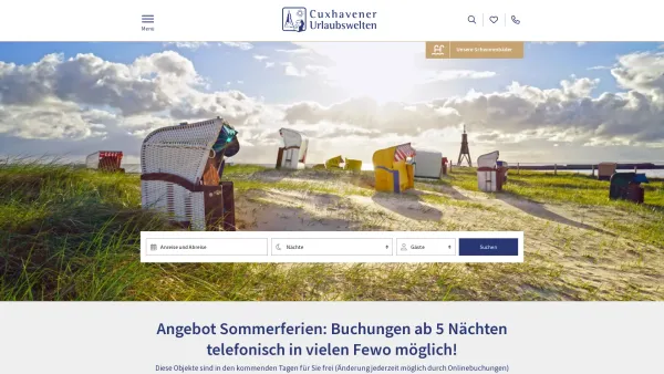 Website Screenshot: Cuxhavener Urlaubswelten - Urlaub in Cuxhaven – Urlaub in Cuxhaven mit Tradition und Erfahrung – Jetzt buchen! - Date: 2023-06-20 10:40:51