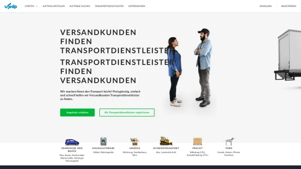 Website Screenshot: uShip Deutschland - uShip | Spedition & Transport - Günstige Speditionen für Ihren Versand - Date: 2023-06-20 10:40:51