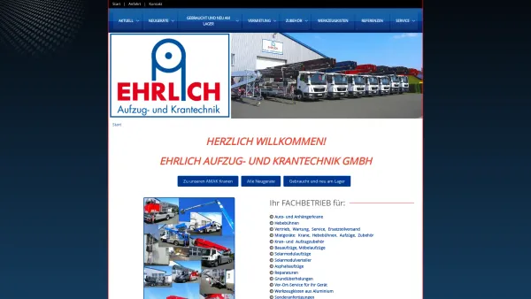 Website Screenshot: Ehrlich Aufzug und Krantechnik GmbH - Herzlich Willkommen - Ehrlich Krane - Date: 2023-06-20 10:40:51
