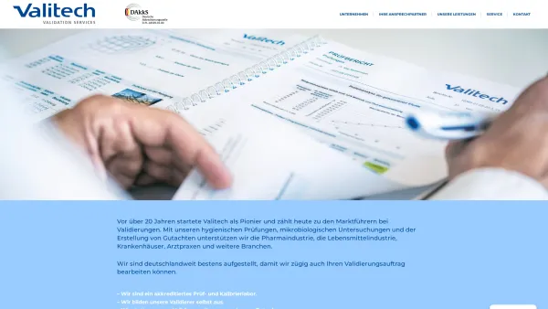 Website Screenshot: ValiTech GmbH & Co. KG - Valitech – Validierungen und hygienische Prüfungen - Date: 2023-06-20 10:40:51
