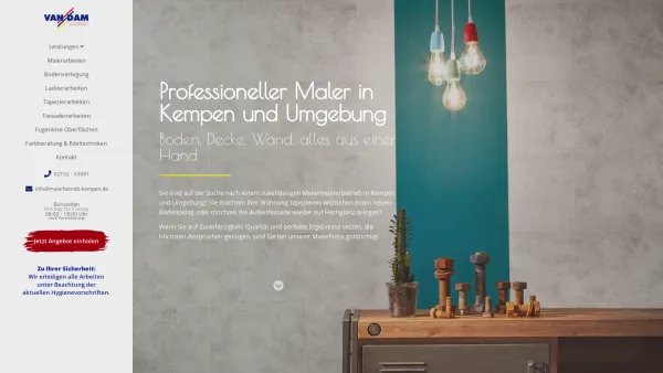 Website Screenshot: Van Dam Malermeisterbetrieb - Ihr malerbetrieb in Kempen und Umgebung - Malermeister van Dam - Date: 2023-06-20 10:40:51