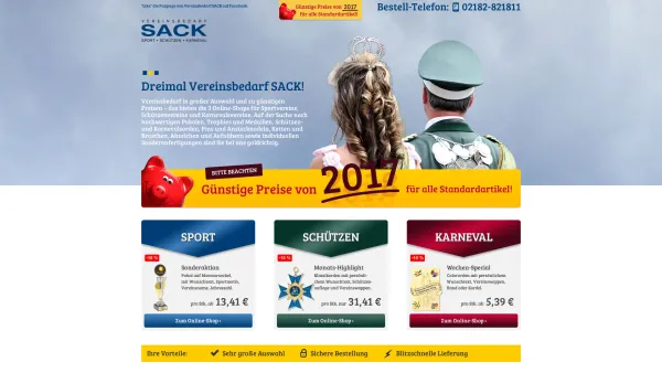 Website Screenshot: Vereinsbedarf Sack - Vereinsbedarf preiswert online kaufen bei Sack - Date: 2023-06-20 10:42:34