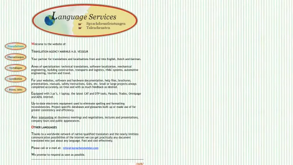 Website Screenshot: Marinus Vesseur Language Services -  Übersetzungen, direkt vom Profi. Vereidigter Diplomübersetzer/Dolmetscher - Translations - Date: 2023-06-20 10:40:54