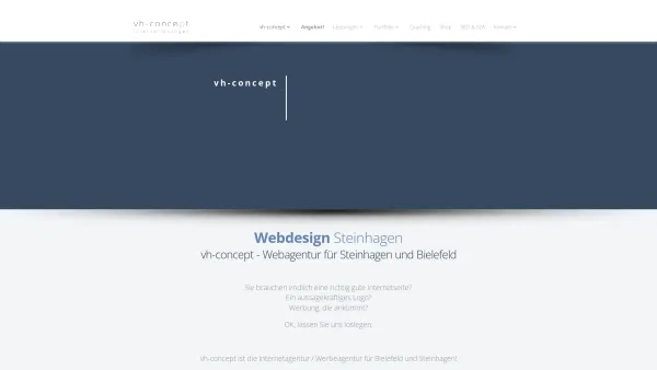 Website Screenshot: vh-concept Internetlösungen - Webdesign Steinhagen bei Bielefeld - Date: 2023-06-20 10:40:54