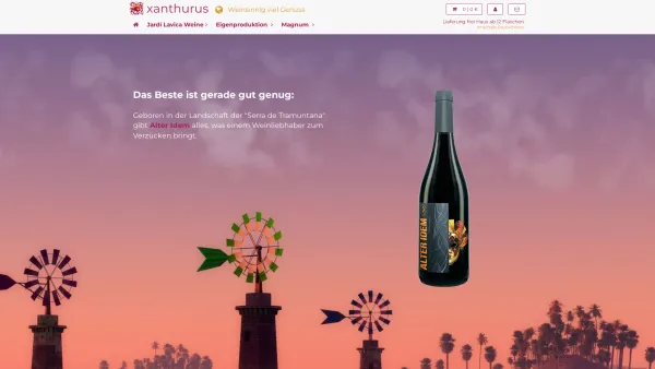 Website Screenshot: Vindega - Exklusive Weine im Weinhandel online | xanthurus.de - Date: 2023-06-20 10:40:54