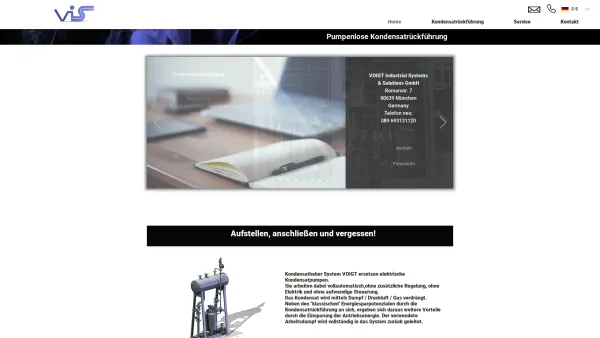 Website Screenshot: VOIGT Industrial Systems & Solutions GmbH - Pumpenlose Kondensatrückführung mit dem Kondensatheber System Voigt - Date: 2023-06-20 10:40:54