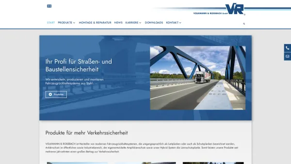Website Screenshot: VOLKMANN & ROSSBACH GmbH & Co. KG - Fahrzeugrückhaltesysteme & Verkehrssicherheitssysteme • VOLKMANN & ROSSBACH GmbH - Date: 2023-06-20 10:40:54