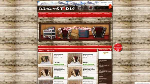 Website Screenshot: Volksmusikstadl Steirische Harmonika - Steirische Harmonika, Gitarren und Blasinstrumente kaufen - Date: 2023-06-20 10:42:34