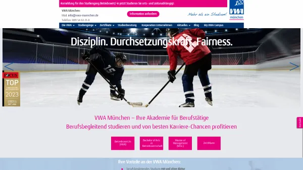 Website Screenshot: Verwaltungs und Wirtschaftsakademie München e.V. - VWA München – Berufsbegleitendes Studium Wirtschaft und Verwaltung - Date: 2023-06-20 10:40:57