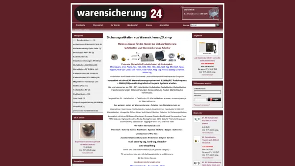 Website Screenshot: warensicherung24.shop - Warensicherung Hartetiketten EAS Artikelsicherung RFID RF Klebeetiketten - Date: 2023-06-20 10:42:34