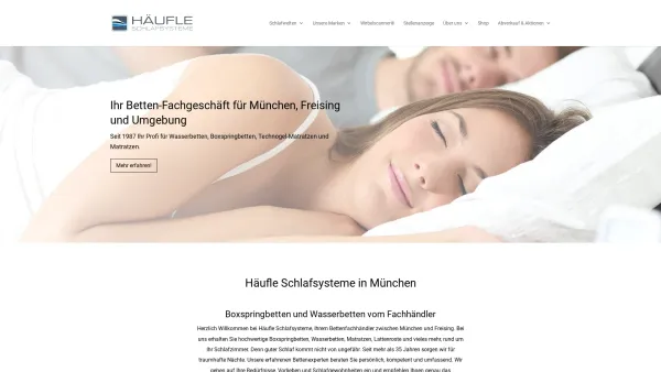 Website Screenshot: Häufle Schlafsysteme GmbH - Ihr Bettenfachgeschäft in München | Häufle Schlafsysteme - Date: 2023-06-20 10:42:34