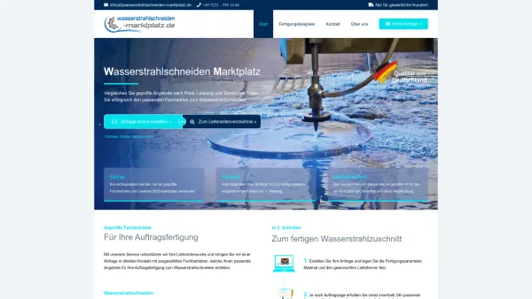 Website Screenshot: Wasserstrahlschneiden Marktplatz - Wasserstrahlschneiden Marktplatz | Kosten online vergleichen - Date: 2023-06-20 10:40:57