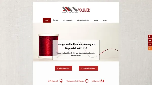 Website Screenshot: Wäschezeichen-Eil-Dienst U. Vollmer GmbH -  Herstellung und Vertrieb - Startseite | Weberei Vollmer - Date: 2023-06-20 10:41:00