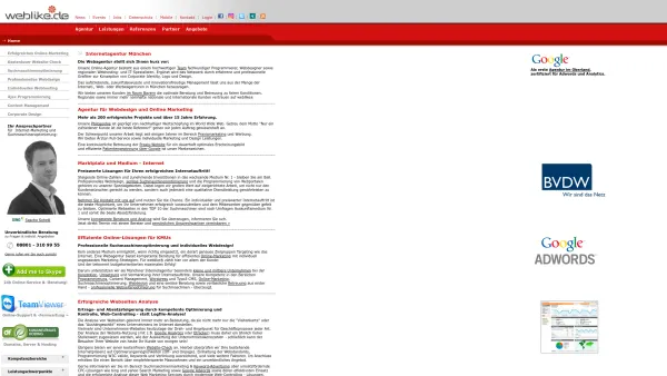 Website Screenshot: Weblike Internetagentur - Internetagentur München, Webagentur · Webdesign, Online-Marketing, Suchmaschinenoptimierung SEO, Programmierung | weblike® - Date: 2023-06-20 10:41:00