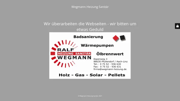 Website Screenshot: Ralf Wegmann Heizung · Sanitär · Solar - Wartungsmodus - Date: 2023-06-20 10:41:00