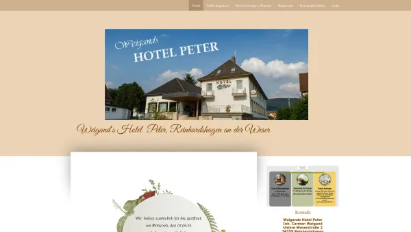 Website Screenshot: Weigands Hotel Peter - Weigands Hotel Peter Reinhardshagen Hann Münden - Weigands Hotel Peter - Date: 2023-06-20 10:41:00