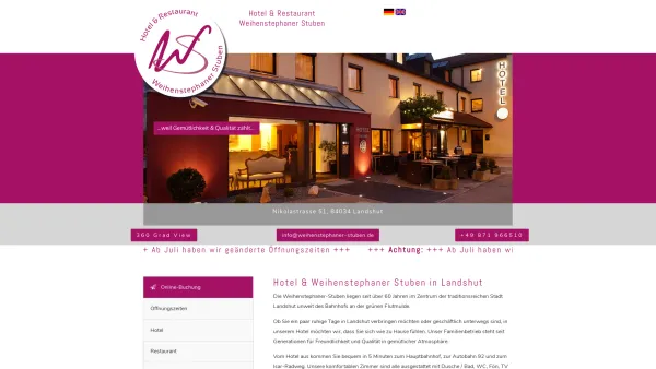 Website Screenshot: Hotel Weihenstephaner Stuben - Hotel & Restaurant Weihenstephaner-Stuben, Landshut - Date: 2023-06-20 10:41:00
