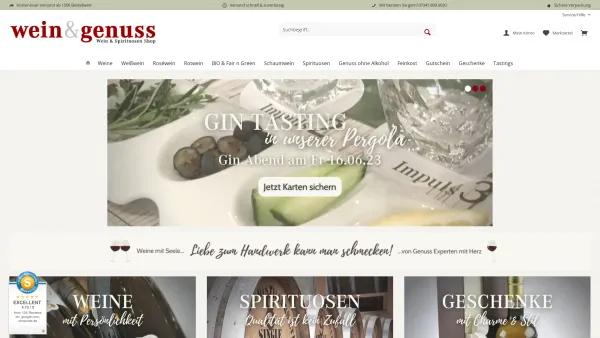 Website Screenshot: Wein & Genuss GmbH - Wein-Genuss.de - Ihr Shop für Weine, Spirituosen & Feinkost - Date: 2023-06-20 10:42:34