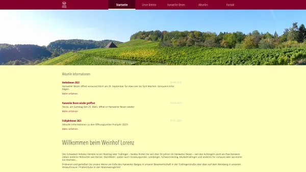 Website Screenshot: Weinbau Lorenz -  Besenwirtschaft und  Flaschenweinverkauf - Startseite - Date: 2023-06-20 10:41:00