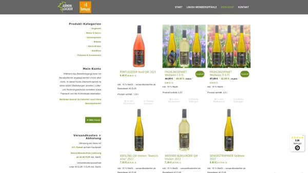 Website Screenshot: Weinhandel Armin Locker -  Handel mit  Wein, Sekt, Spirituosen und Konfitüre - Armin Locker Wein-Shop - Date: 2023-06-20 10:41:00