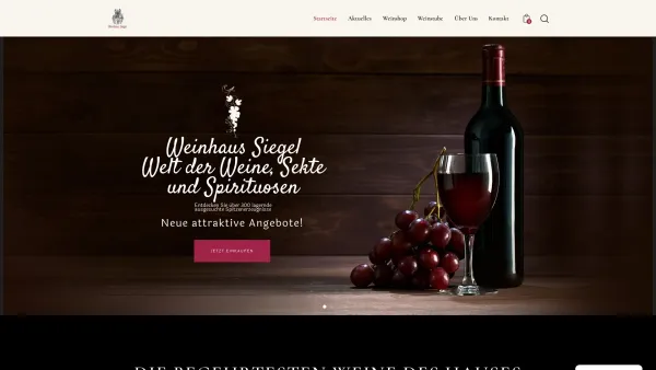 Website Screenshot: Weinhaus Siegel - Weinhaus Siegel – Weine, Sekt und Spirituosen aus Deutschland, Europa und Anbaugebieten aus Übersee - Date: 2023-06-20 10:41:00