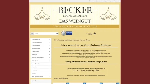 Website Screenshot: Weinshop Becker Weinversand direkt vom Weingut - Weinversand direkt vom Weingut - Weinshop Becker - Mainz am Rhein - Date: 2023-06-20 10:41:00