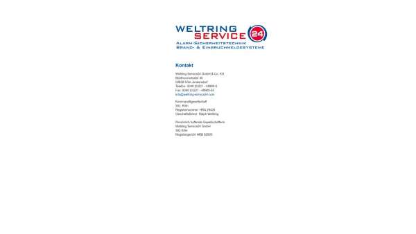 Website Screenshot: aAS Weltring Service GmbH & CO. KG -  Einbruch-Brandmeldeanlagen/ 24 Std. Notruf Leitstelle  VDS  Berlin·Hamburg·Kaiserslautern·Le - Weltring Service24 Einbruch-/Überfallmeldesysteme Brandmeldesysteme - Date: 2023-06-20 10:41:00