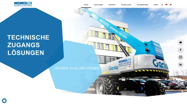 Website Screenshot: WEMO-tec GmbH - WEMO-tec | Technische Zugangslösungen » Sicher in allen Höhen - Date: 2023-06-20 10:41:00