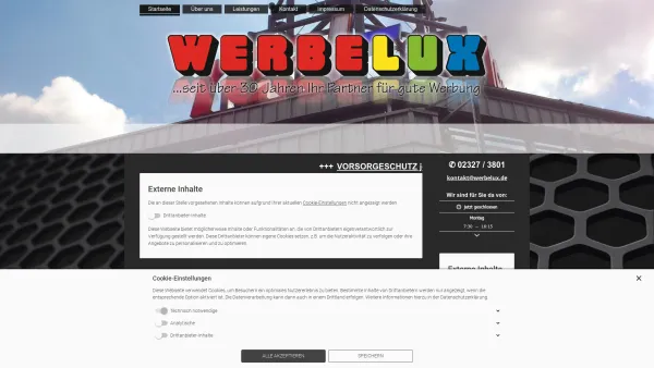 Website Screenshot: Werbelux GmbH seit über 30 Jahren Partner für gute Werbung - Werbelux GmbH - Startseite - Date: 2023-06-20 10:41:00
